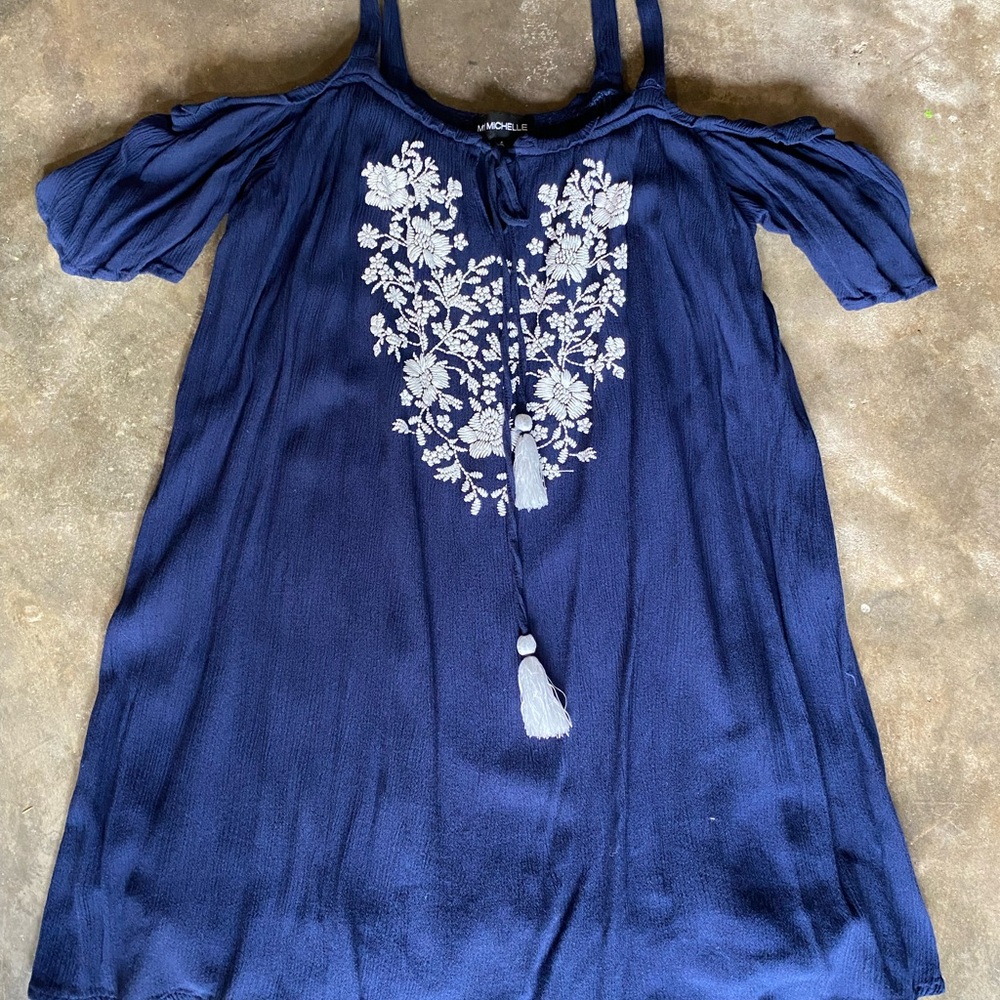 Navy Blue Cold Shoulder Dress